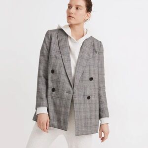 Madewell Caldwell Glen Plaid Double Breasted Blazer Wool Blend NWOT Sz XS